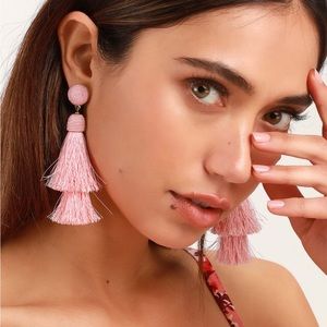 Pink Tassel Earrings